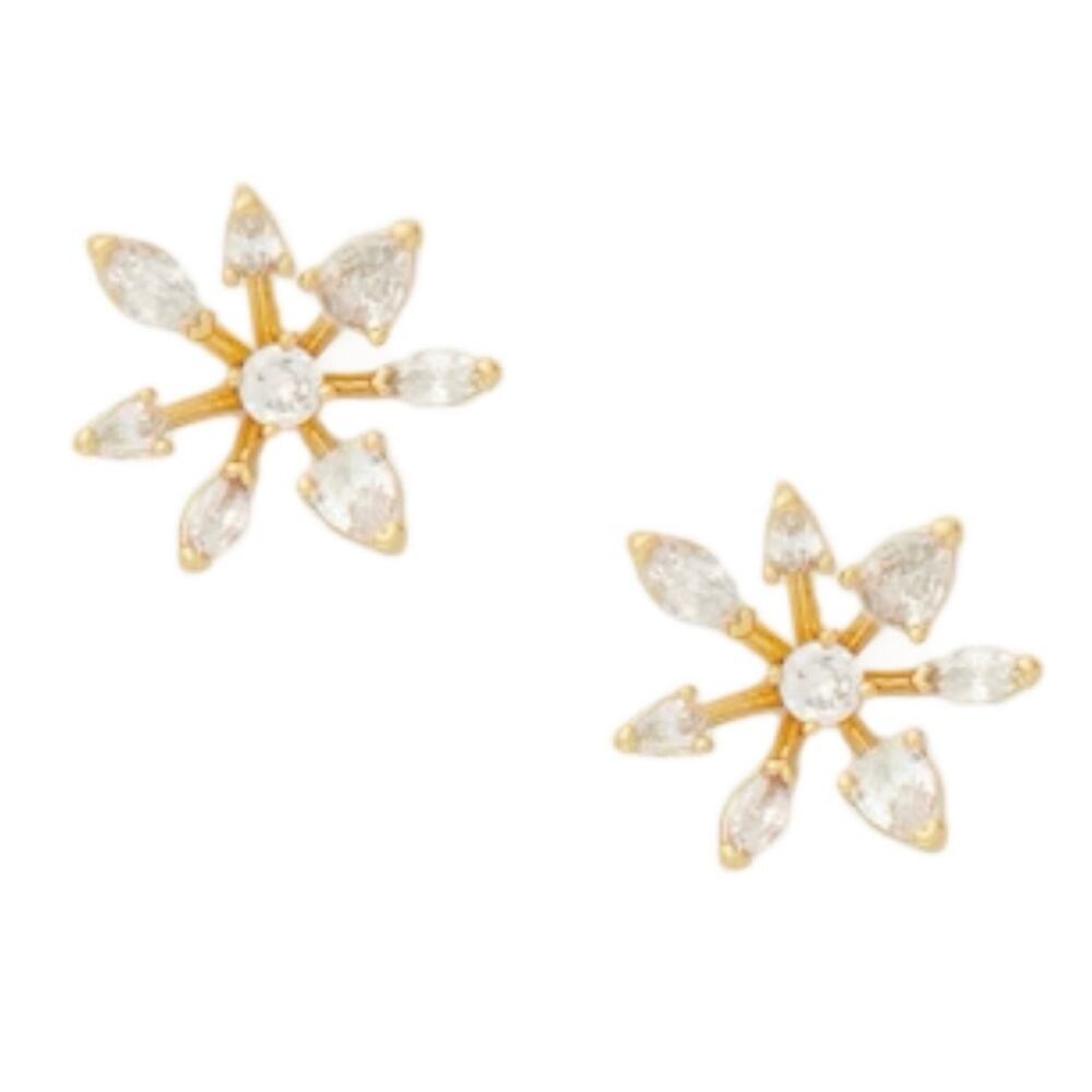 NWT KATE SPADE Snow Day Cubic Zirconia Gold Snowflake Stud Earrings - Picture 6 of 10
